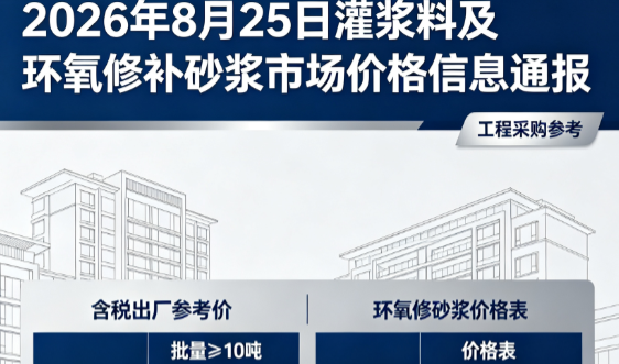 仙游2026年8月25日灌浆料及环氧修补砂浆市场价格信息通报